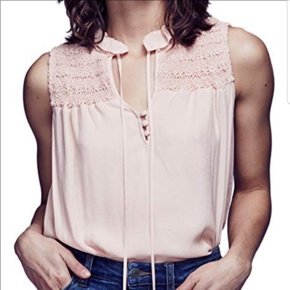 Free People Tops - Free People, Ruffle Smocked Blush Pink Top, S